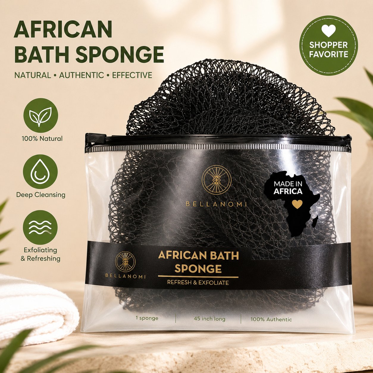 Exfoliating Scrub Mens - 1 szt. Afrykańska siatka do kąpieli,