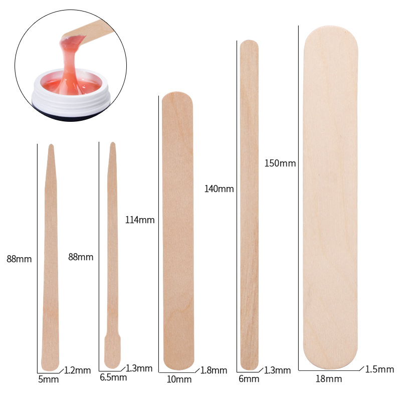 Hair Wax Stick - 100 szt. Jednorazowe woskowanie drewniany szpatułka