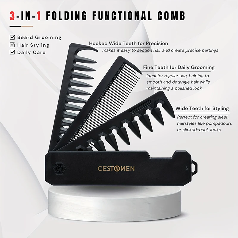Składany grzebień do brody 3 w – Mens Grooming Kit Gift recenzja i cena